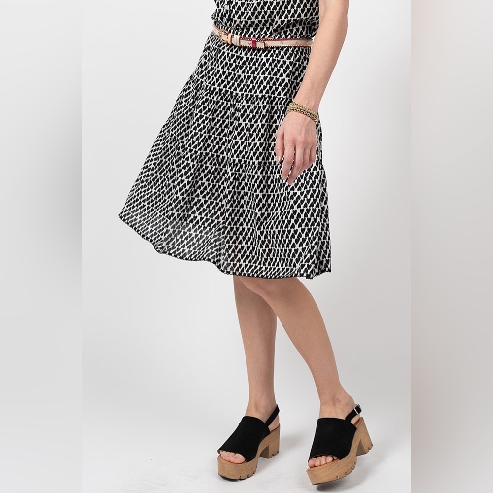 IVY JANE NWT Women’s Heart Felt Black/White Midi Skirt Below the Knee in Size S